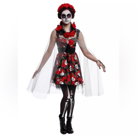 Day Of The Dead Lace-Up Dress - Picture 1 of 6